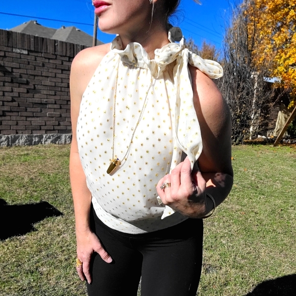 ECCOCI gold polka-dot silk blouse - Picture 4 of 7